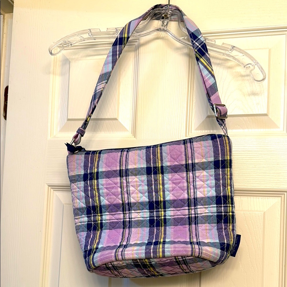 Vera Bradley Purple and Pink Shoulder Bag with Tartan Design